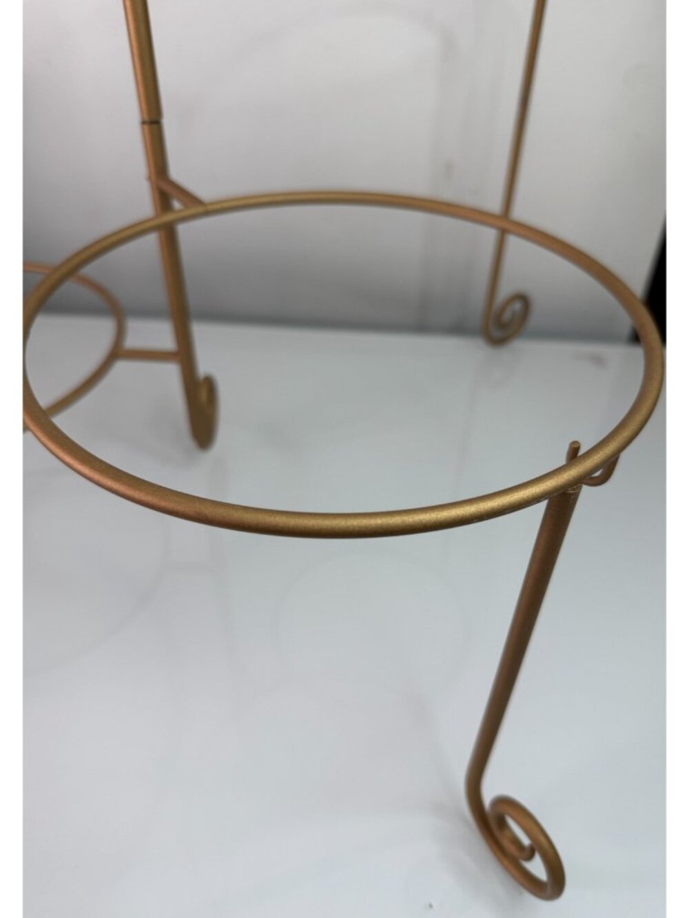 Vintage MCM Moveable Gold Metal 4 Stack Tier Plate Serving Stand Plant Holder - Picture 3 of 9